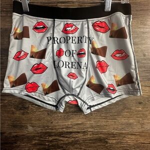 Property of Lorena Boxer Briefs - Red Lips on Gray